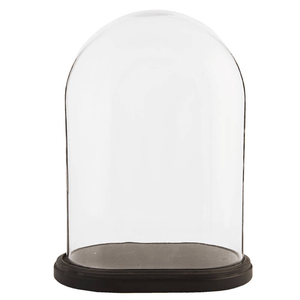 Glasglocke - Ovale Cloche Braun Glasholz Deko Glocke