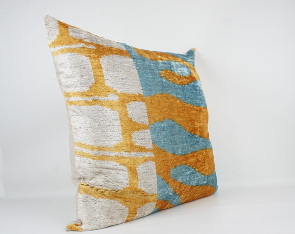 Kissen hellblau-gold-offwhite Kissen