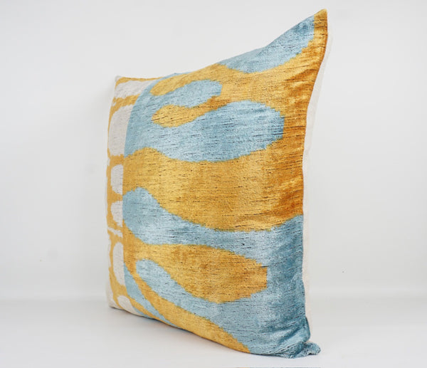 Kissen hellblau-gold-offwhite Kissen