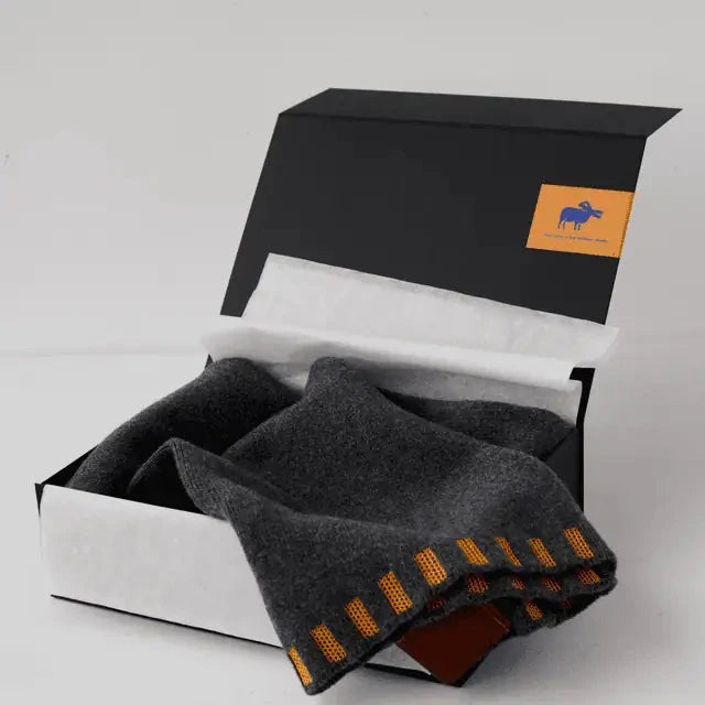 Belmondo Yoga & Outdoor Woll-Wickel Grau-Orange Decke