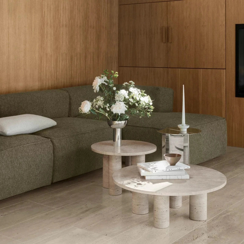 Travertin-Couchtisch - VOLOS - Rund Tisch