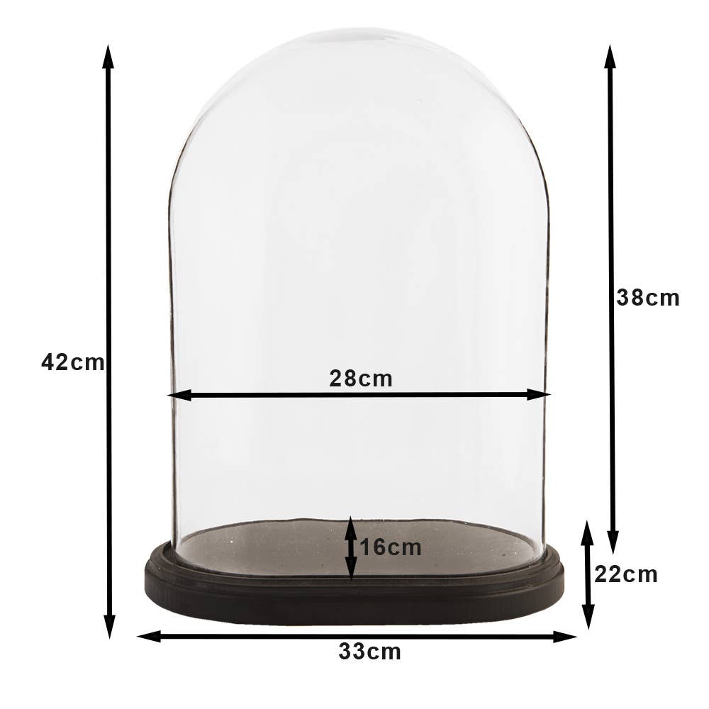 Glasglocke - Ovale Cloche Braun Glasholz Deko Glocke