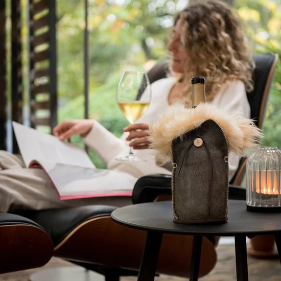 Champagnerkühler aus Vintage-braunem Leder Kühler