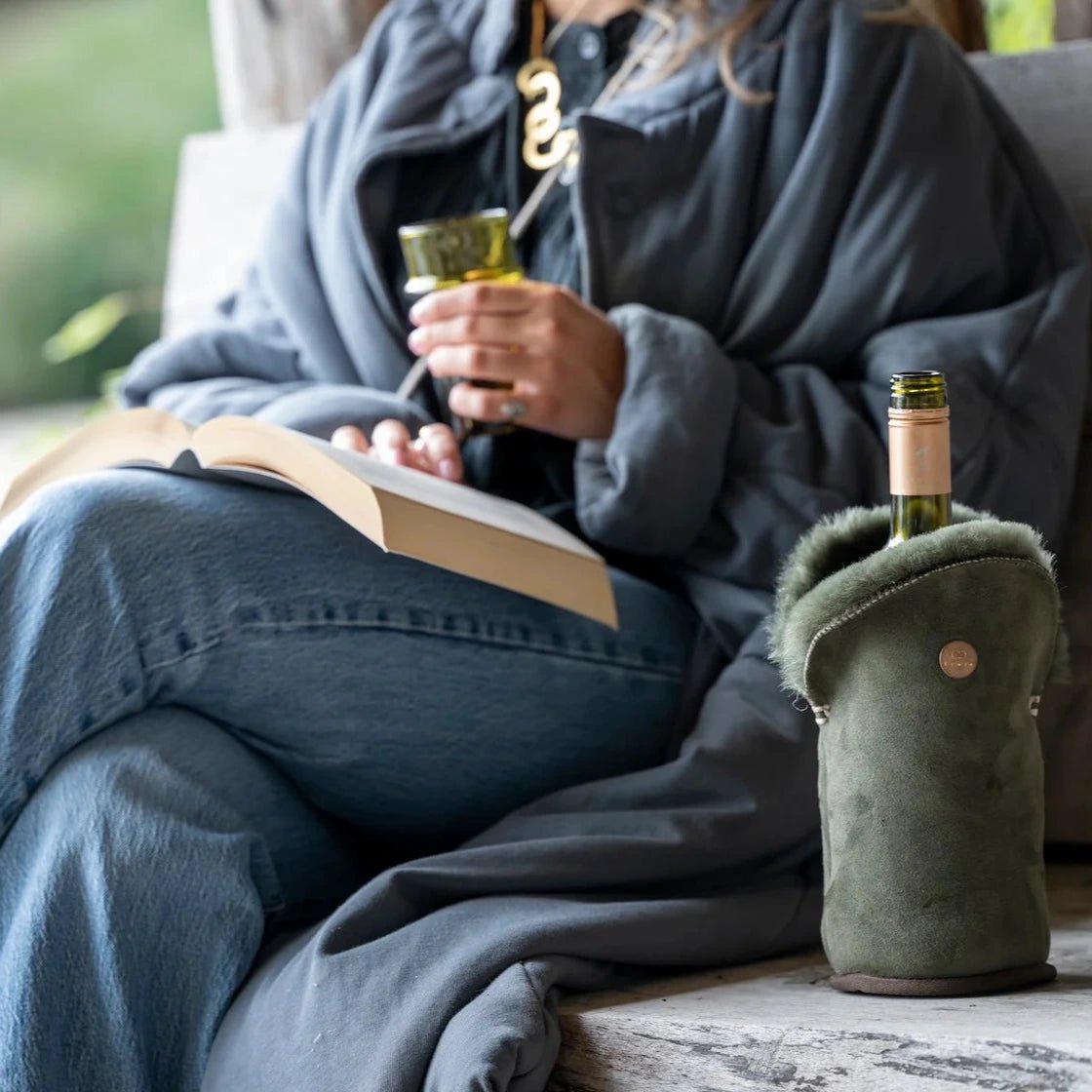 Weinkühler Khaki Wildleder Kühler