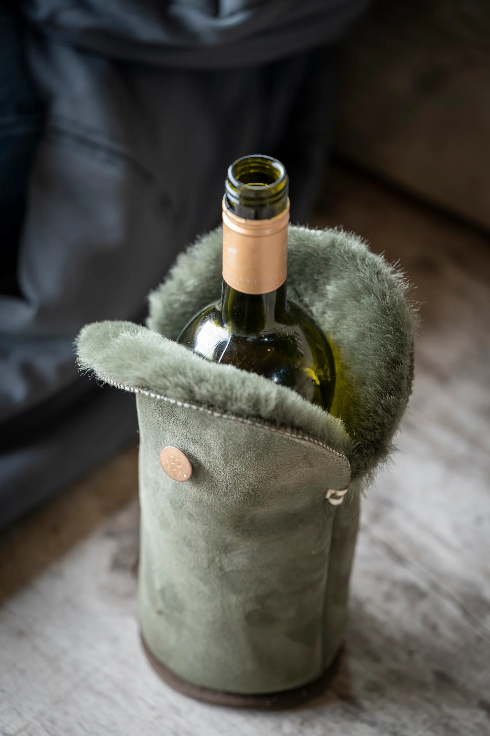 Weinkühler Khaki Wildleder Kühler