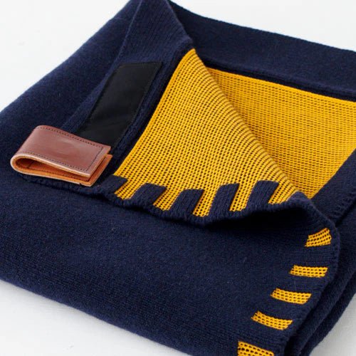Eleganter Woll-Wickel mit Leder-Verschluss - James Marineblau-Orange eleganter-woll-wickel-mit-leder-verschluss-james-marineblau-orange-941839