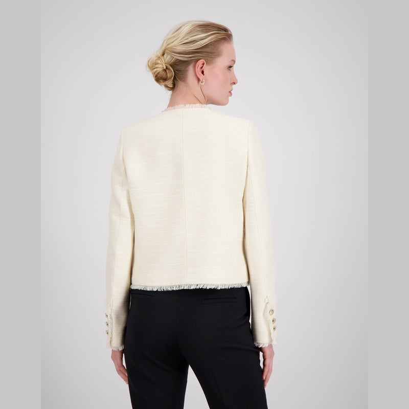 Kurzes Jackett mit ausgefransten Details aus reiner Peace Silk – limitierte Kollektion