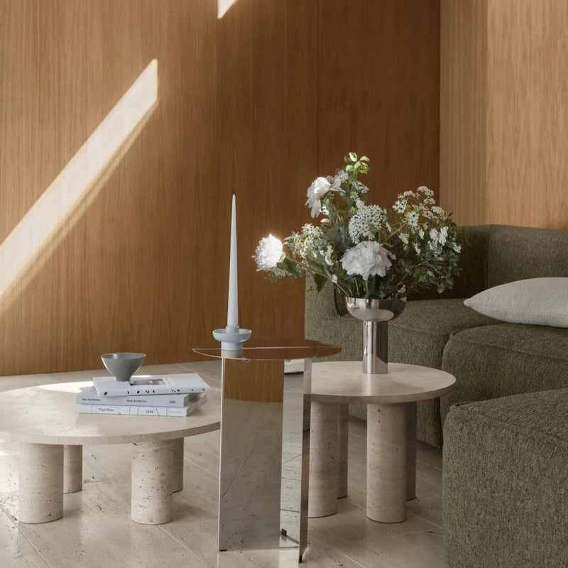 Travertin-Couchtisch - VOLOS - Rund Tisch