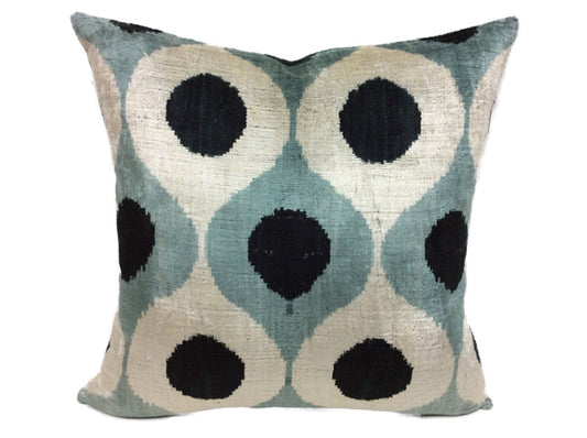 Kissen hellblau-schwarz-offwhite