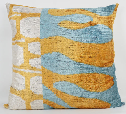 Kissen hellblau-gold-offwhite