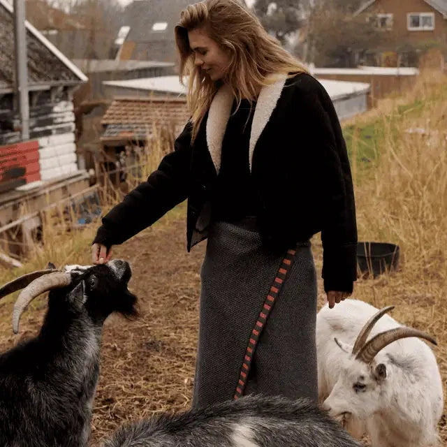 Belmondo Yoga & Outdoor Woll-Wickel Grau-Orange Decke