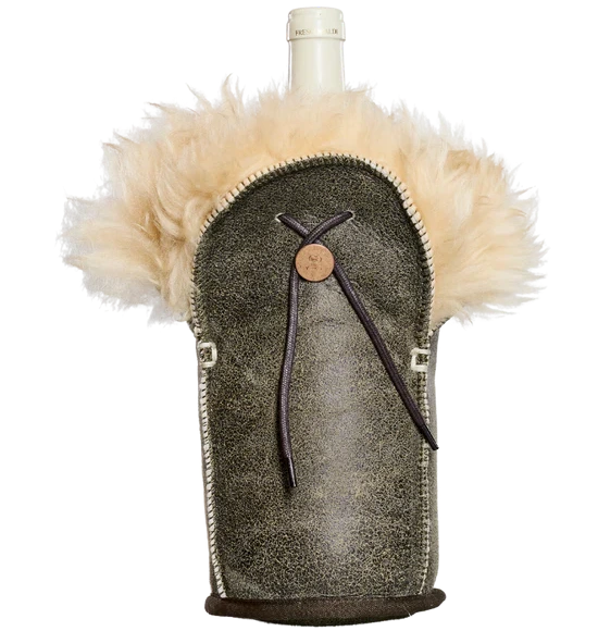 Eleganter Champagnerkühler aus Vintage-braunem Leder