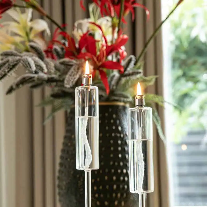 Candlestick clear chrome Öllampe