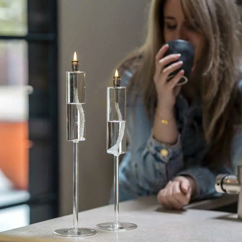 Candlestick clear chrome Öllampe