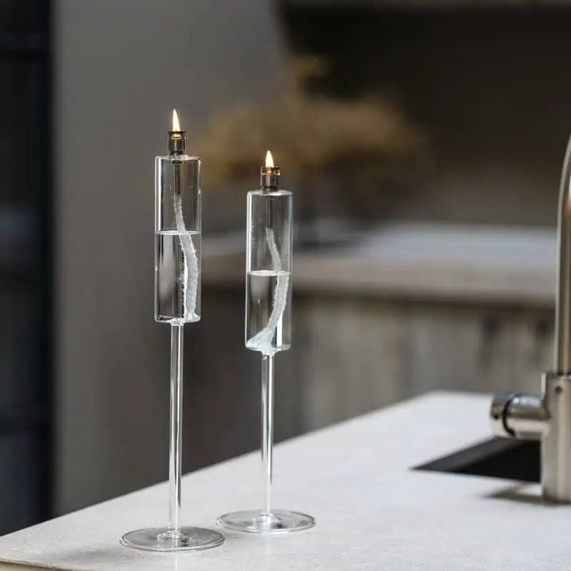 Candlestick clear chrome Öllampe