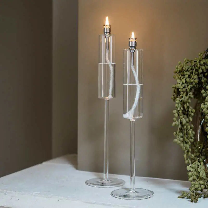 Candlestick clear chrome Öllampe