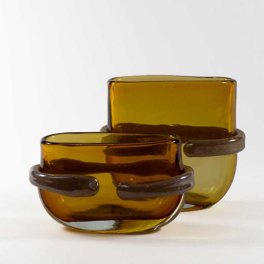 Ovale Glas-Vase CORREA in Amber