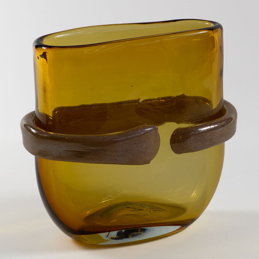 Ovale Glas-Vase CORREA in Amber Hoch