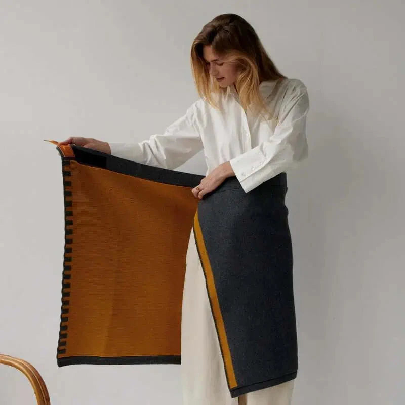 James Yoga & Winter-Wickel | Grau-Orange Decke