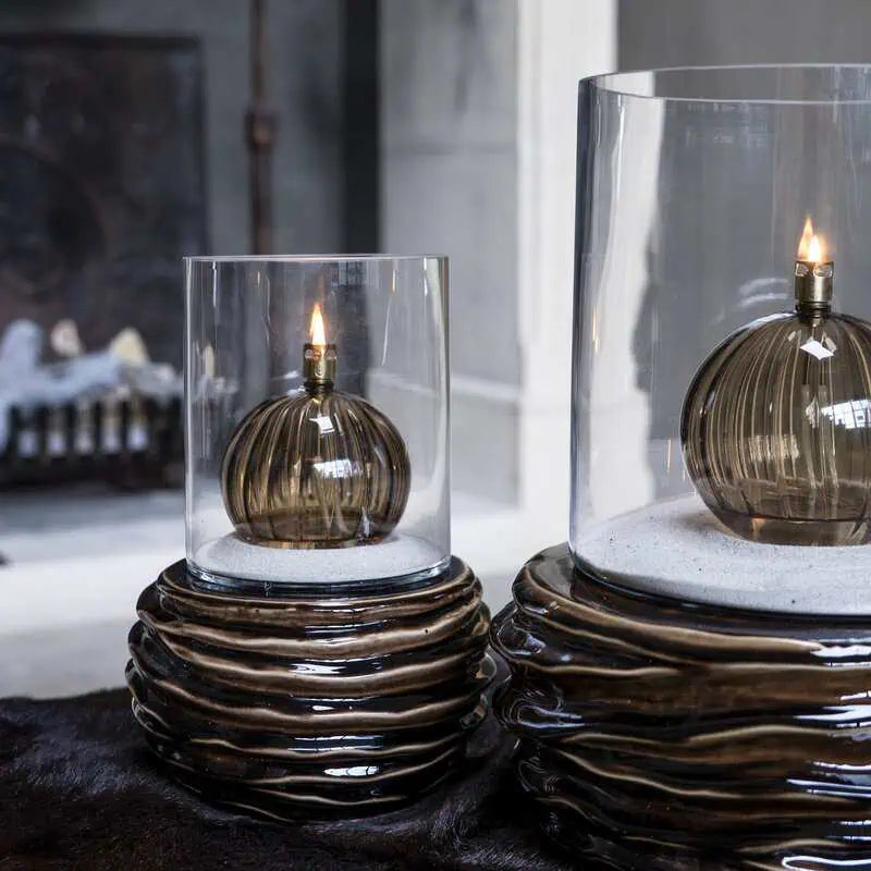 Round elegant champagne brass Öllampe