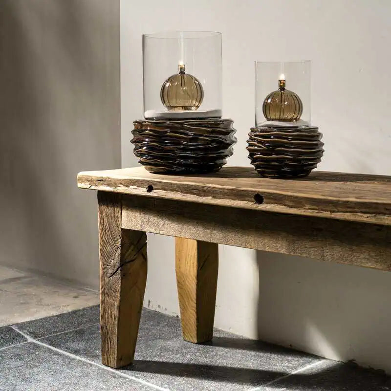 Round elegant champagne brass Öllampe