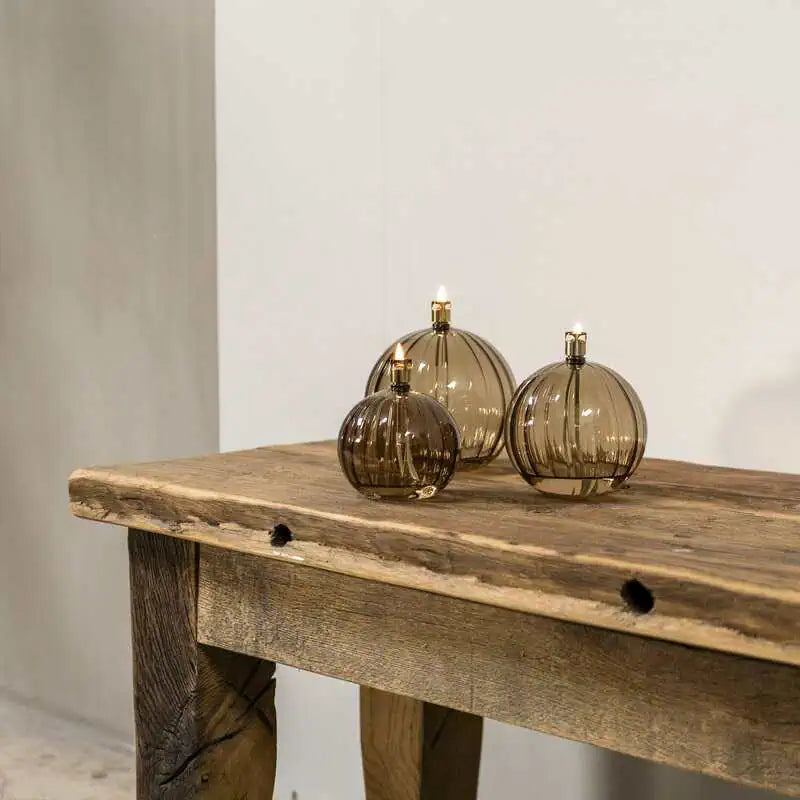 Round elegant champagne brass Öllampe