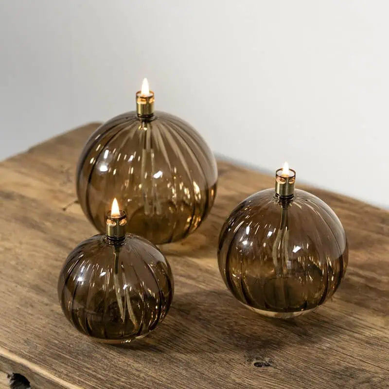 Round elegant champagne brass Öllampe