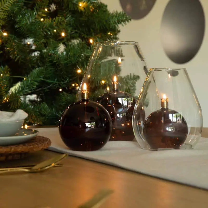 Round Cognac Brass Öllampe