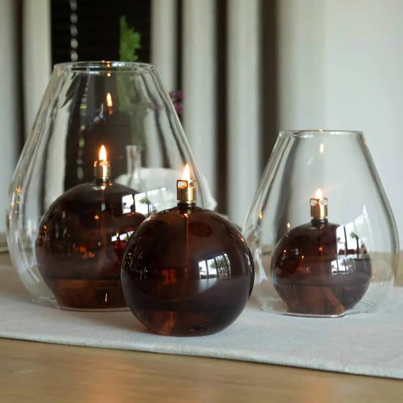 Round Cognac Brass Öllampe
