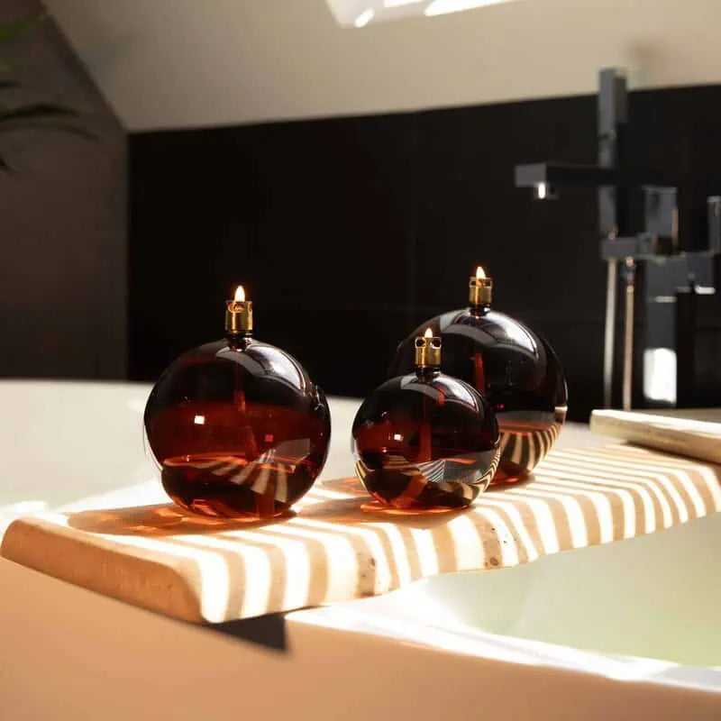 Round Cognac Brass Öllampe