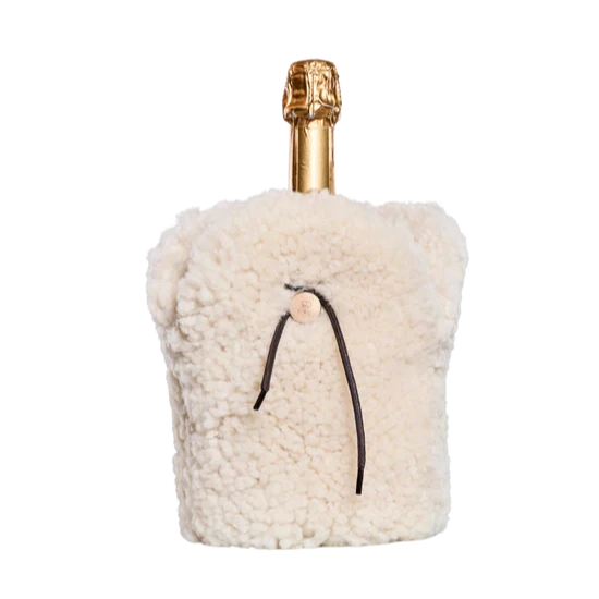 Exklusiver XL Champagnerkühler aus naturbelassenem Schaffell