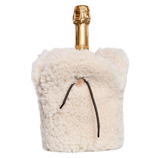 Exklusiver XL Champagnerkühler aus naturbelassenem Schaffell