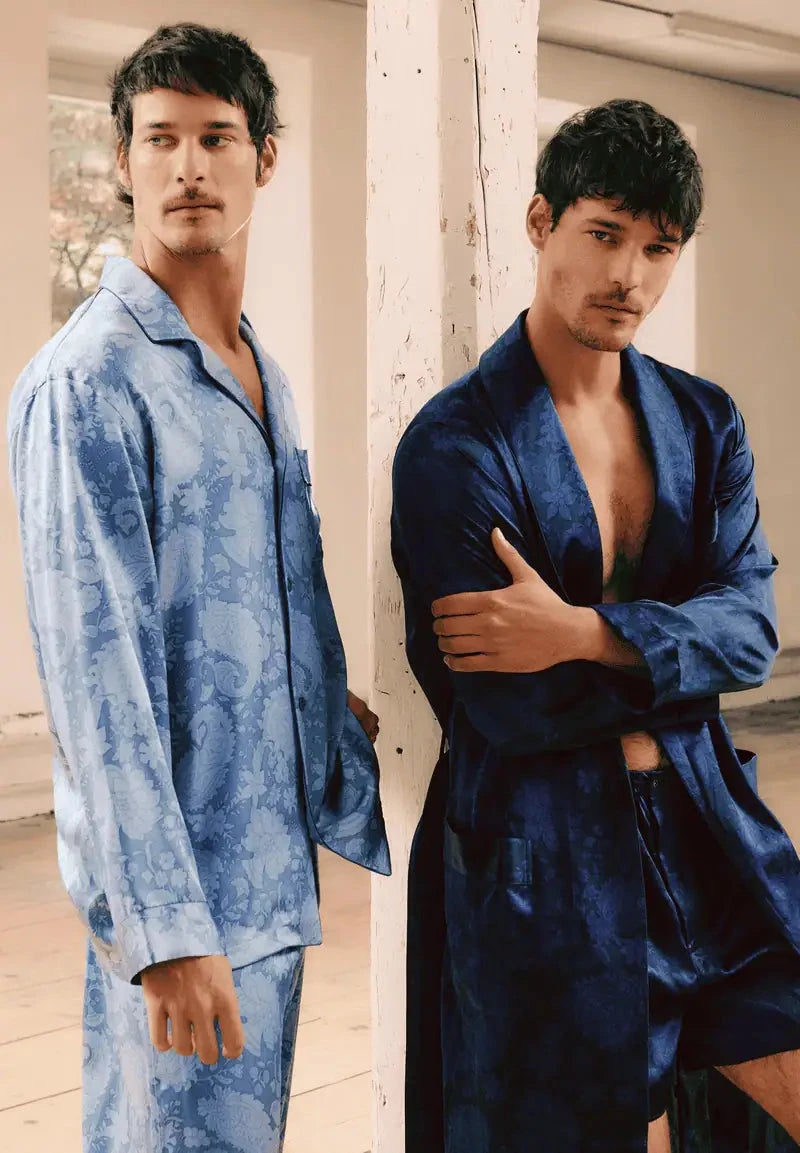 Silk Nightwear Pyjama lang - paisley blue Pyjama