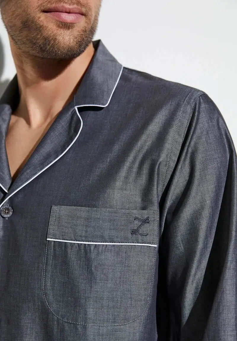 Woven Nightwear Pyjama lang - dark grey mélange Pyjama