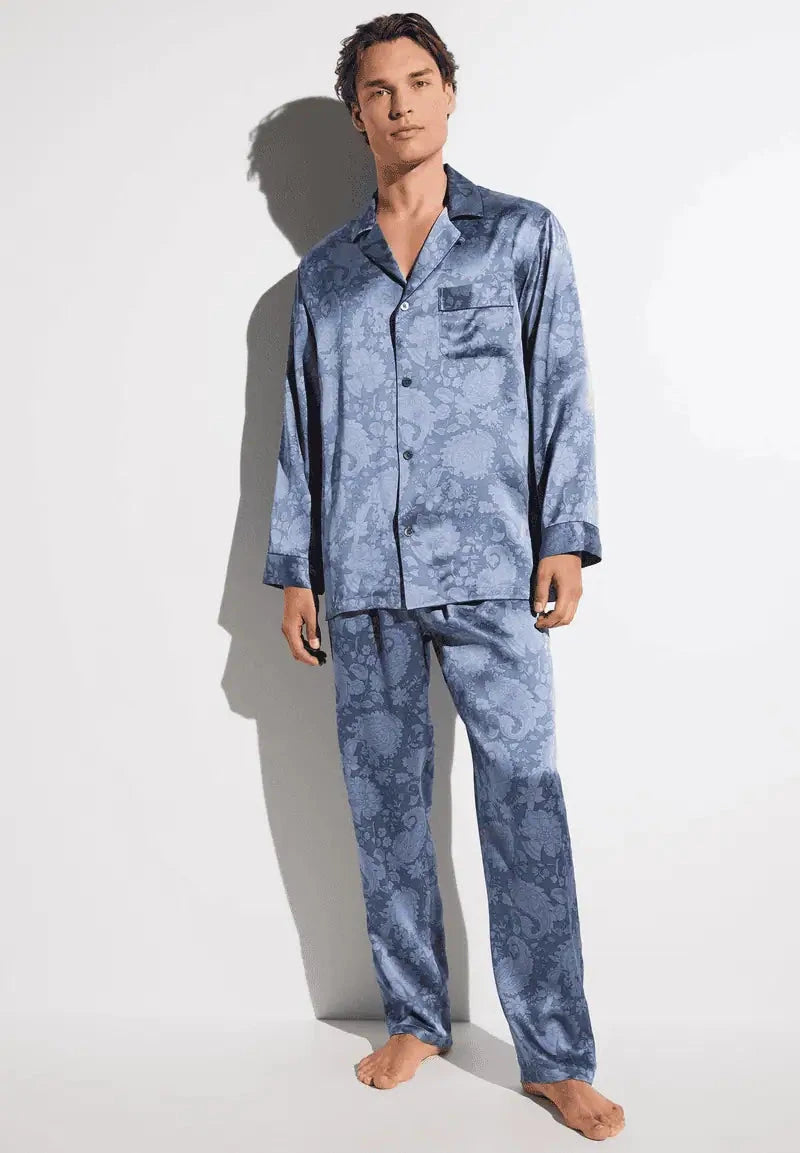 Silk Nightwear Pyjama lang - paisley blue Pyjama