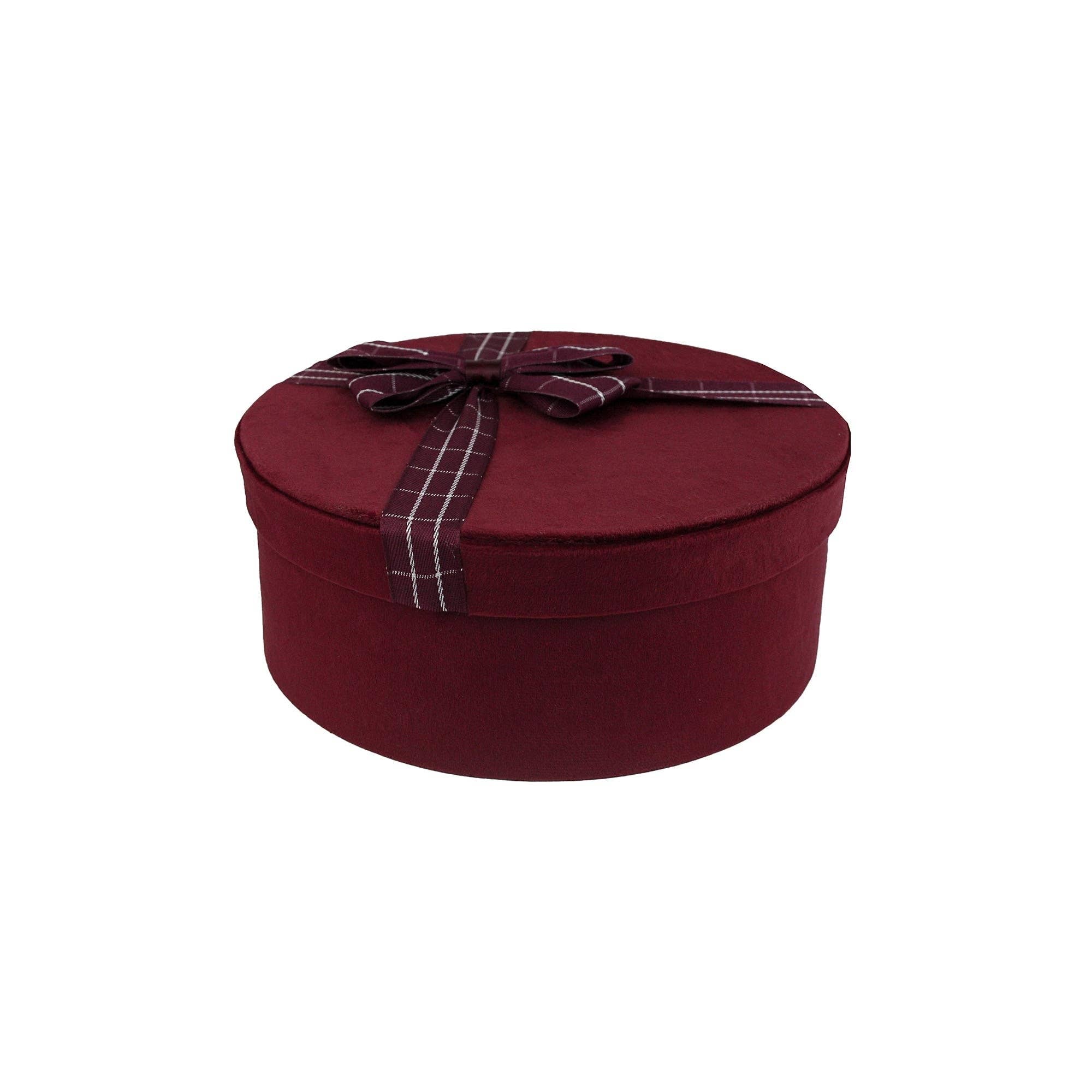 Premium Samtbox Bordeaux mit Stoffband Geschenkbox