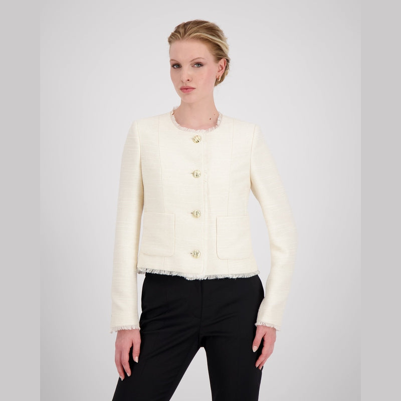Kurzes Jackett mit ausgefransten Details aus reiner Peace Silk – limitierte Kollektion