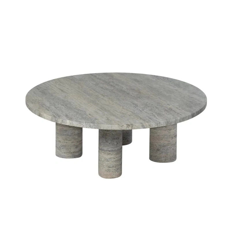 Travertin-Couchtisch - VOLOS - Rund Tisch